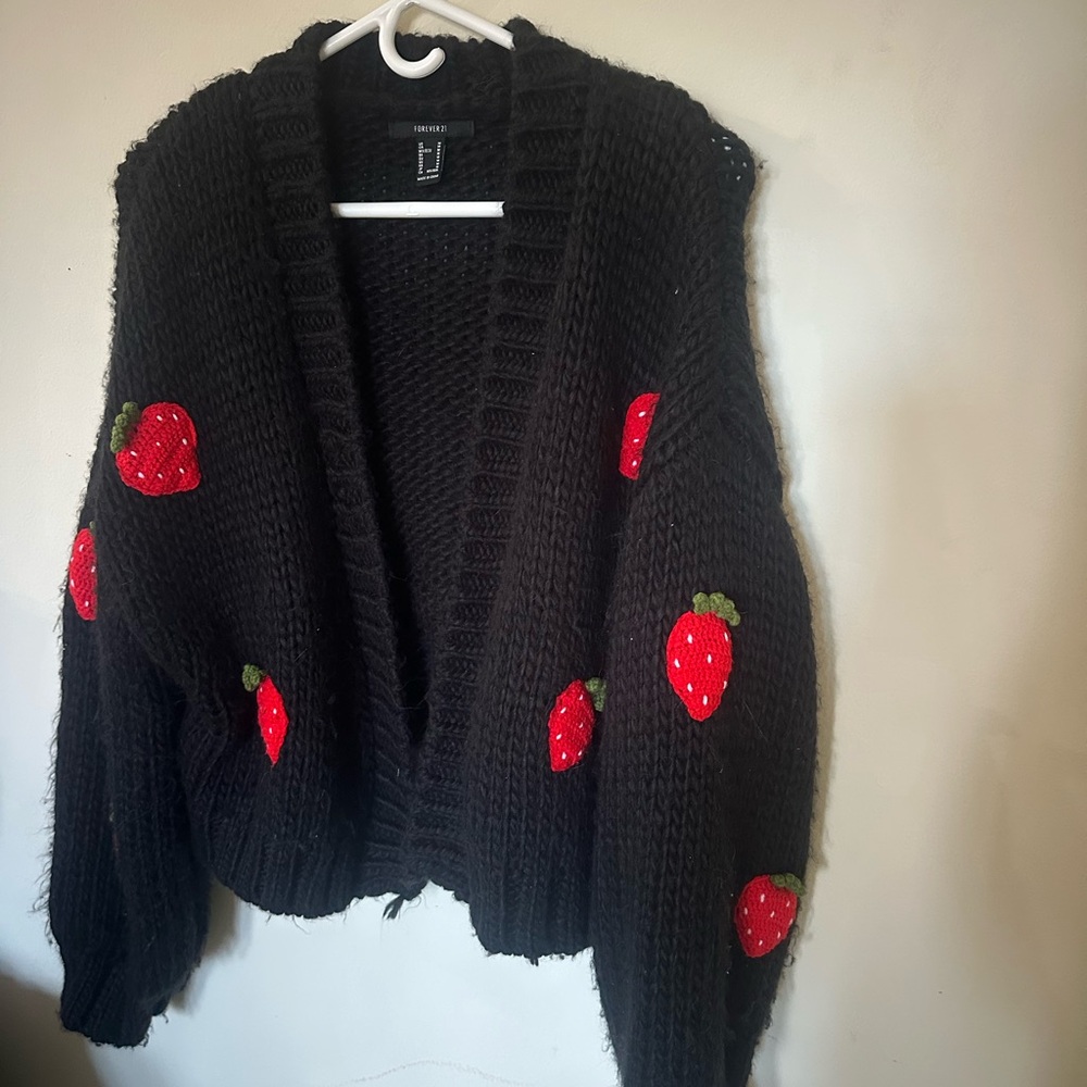 Forever 21 Strawberry Knit Cardigan